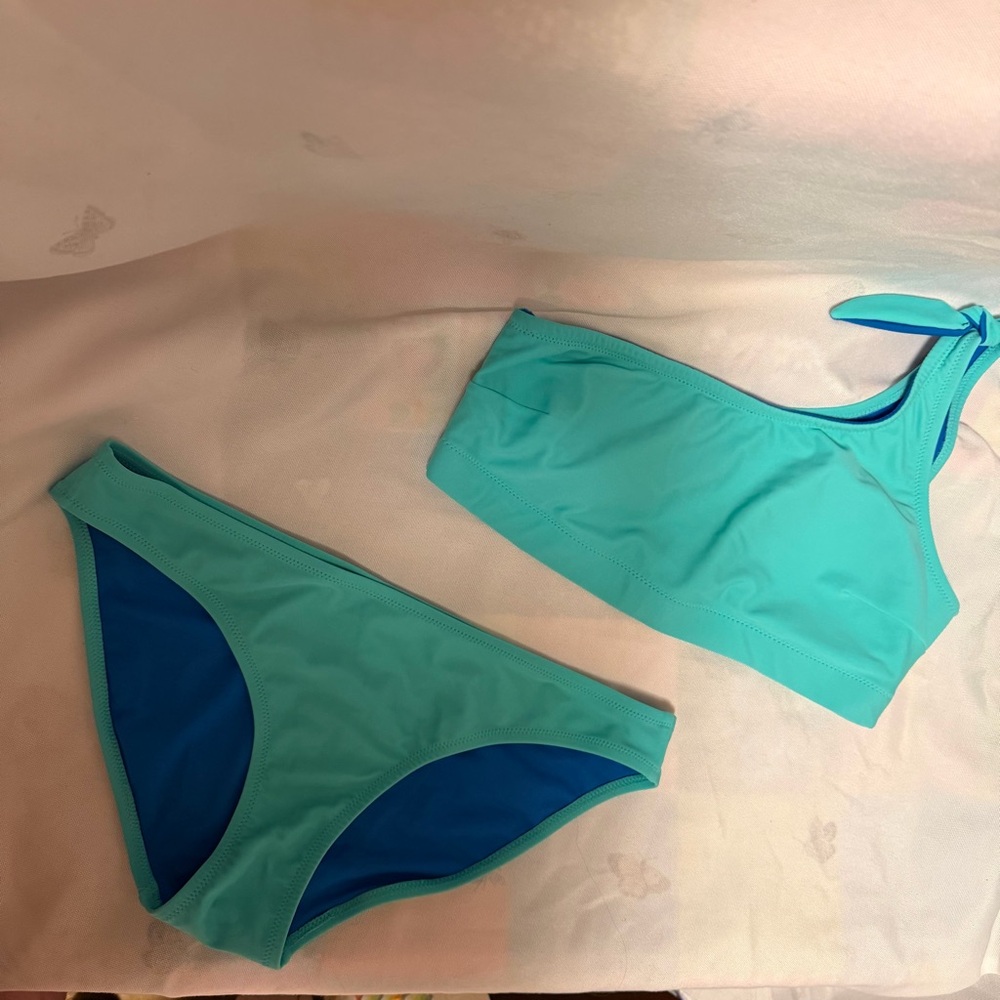 Old‎ Navy Turquoise One-Shoulder Bikini Set